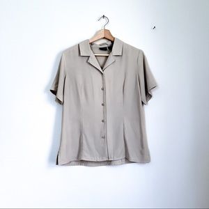 Vintage Tan Short Sleeve Button Down